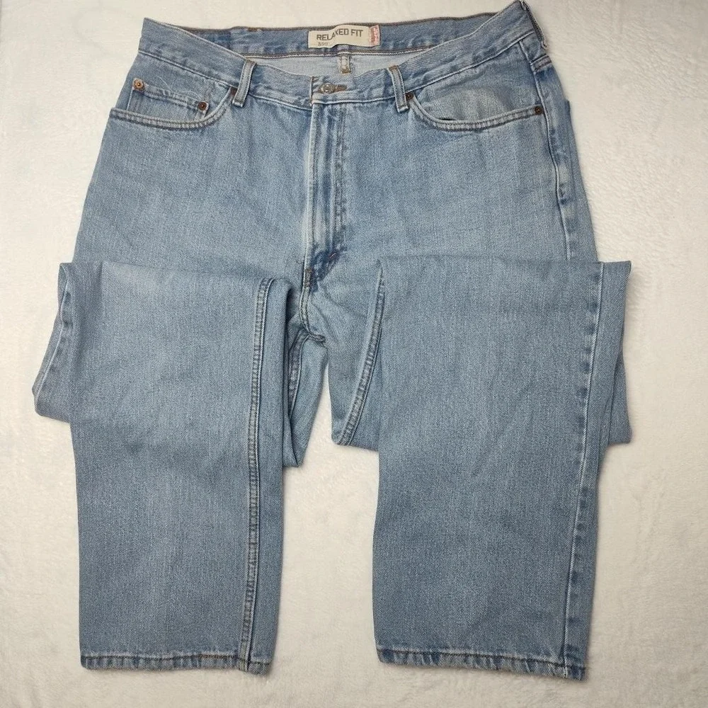Levis 550 Jeans Mens 38x34 Light Wash Y2K Relaxed Fit‎ Tapered Leg Blue Denim